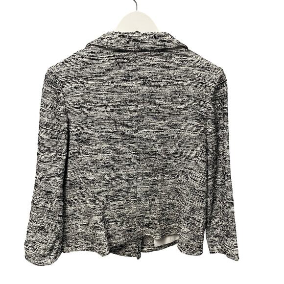 NWT Rickie Freeman Teri Jon 3/4 Sleeve Blazer Jacket Black White Tweed Size 14 - Picture 8 of 8